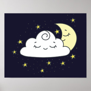 Wolke und Mond Poster