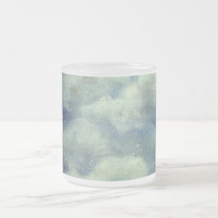 Wolke und Stern nächtlich süß blau weiß Mattglastasse