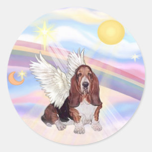 Wolken - Basset Hound Engel Runder Aufkleber