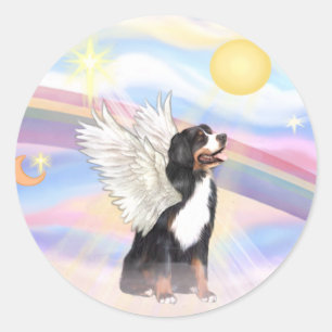 Wolken - Berner Sennenhund Engel Runder Aufkleber