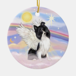 Wolken - Bi schwarzer Shetland Sheepdog Engel Keramik Ornament
