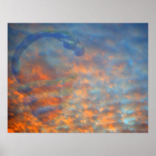 Wolken Blau Orange Mackeral Serpent Poster