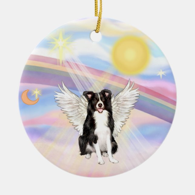 Wolken - Border Collie Keramik Ornament (Vorne)