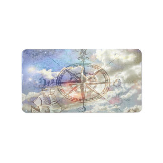 Wolken Compass Adressaufkleber
