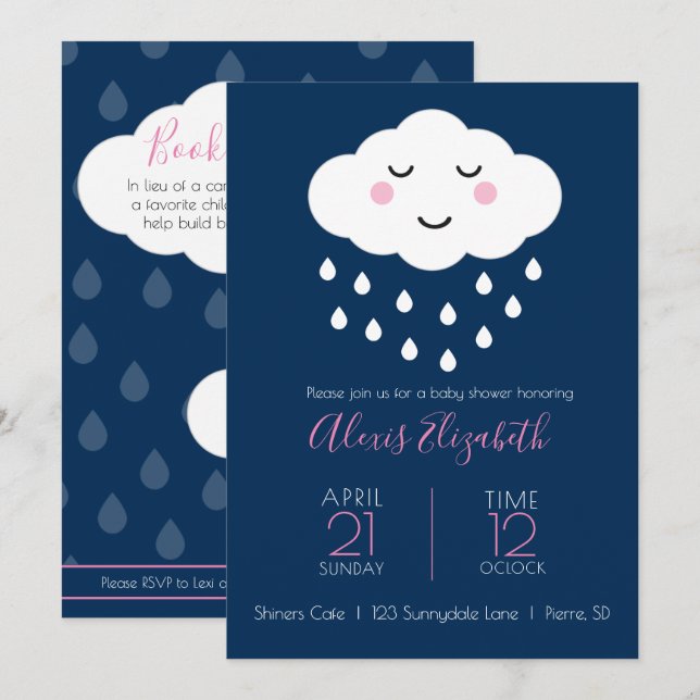 Wolken | Einladung von Baby "Shower" (Vorne/Hinten)