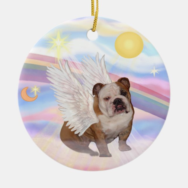 Wolken - English Bulldog Angel Keramikornament (Vorne)