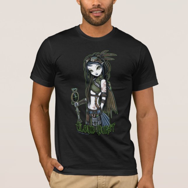 "Wolken-Explosion" Steampunk Aviatrix-Fee-Spitze T-Shirt (Vorderseite)