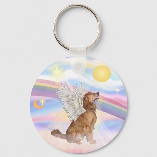 Wolken - Golden Retriever Angel (Profil) Schlüsselanhänger (Vorderseite)