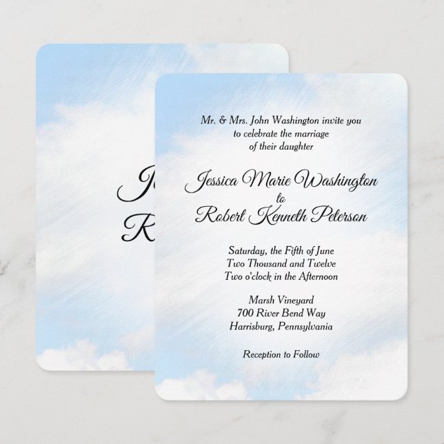 Wolken Hochzeitseinladungen Einladung (Vorne/Hinten)