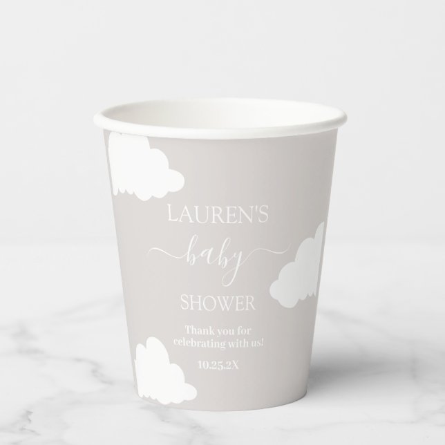 Wolken Minimalistische Babydusche Pappbecher (Vorderseite)