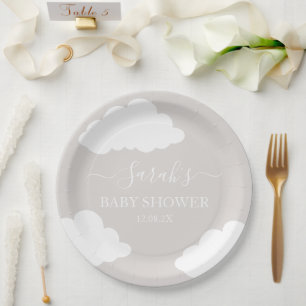Wolken Minimalistische Babydusche Pappteller