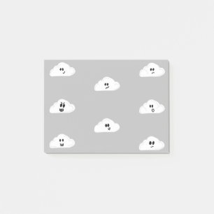 Wolken mit Gesichtsgrau (2) Post-it Klebezettel