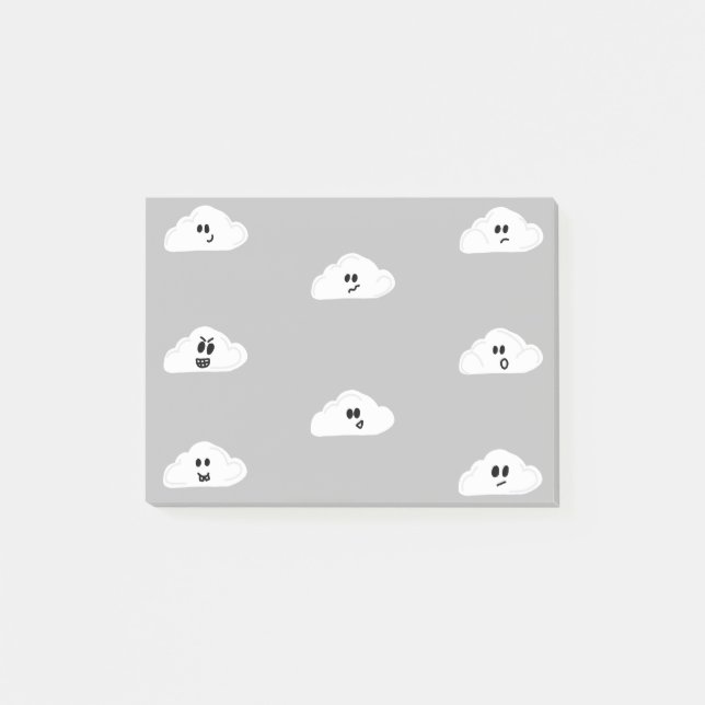 Wolken mit Gesichtsgrau (2) Post-it Klebezettel (Vorderseite)