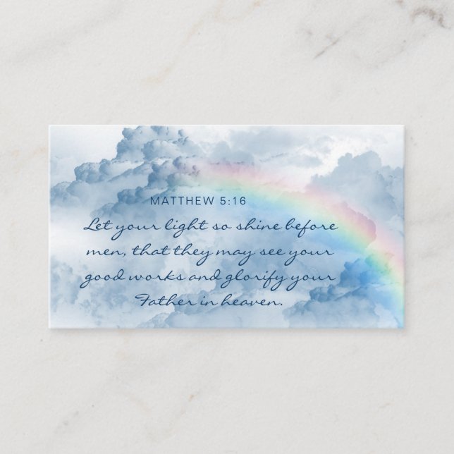 Wolken mit Rainbow Scripture Business Card Visitenkarte (Vorderseite)
