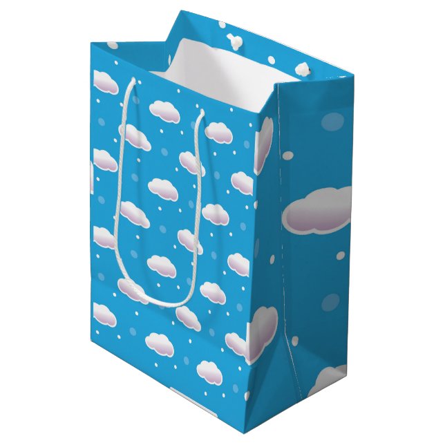Wolken Mittlere Geschenktüte (Vorderseite Schrägansicht)