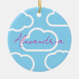 Wolken Personalisierter Name Weihnachten Keramik O Ornament