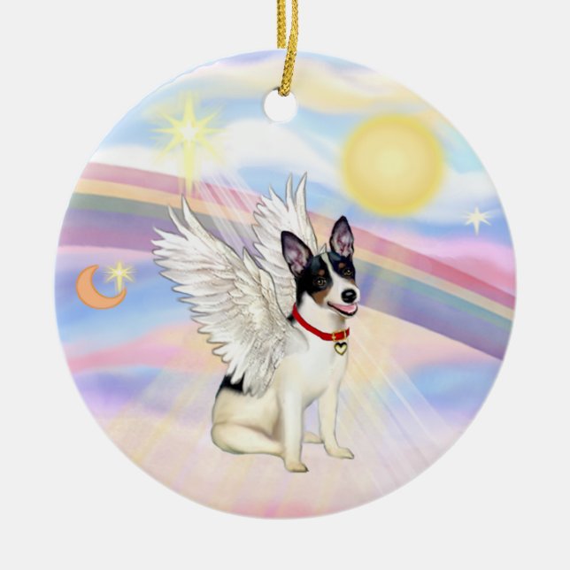 Wolken - Rat Terrier Angel Keramik Ornament (Vorne)