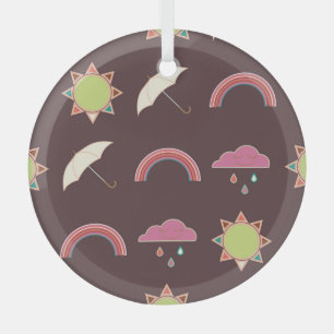 Wolken, Regen, Sonne, Regenschirm. Ornament Aus Glas