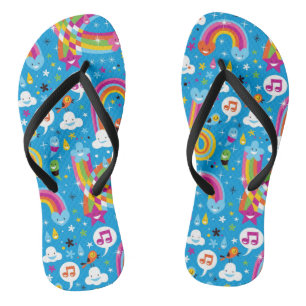 Wolken Regenbogen Regen fällt Herzen Muster Flip Flops