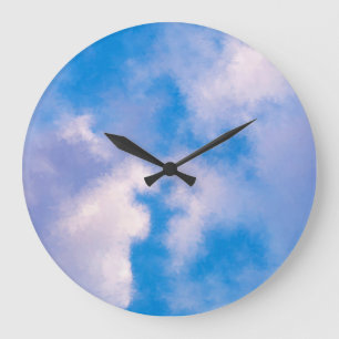 Wolken Rund (Groß) Wanduhr