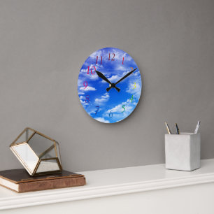 Wolken Runde Wanduhr