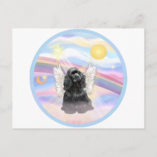 Wolken - Schwarzer Cocker Spaniel Postkarte (Vorderseite)