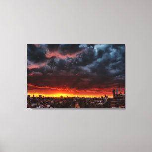 Wolken, Sonnenuntergang und Rot Leinwanddruck