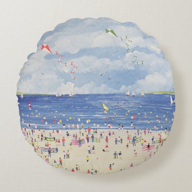 Wolken-Strand Rundes Kissen (Vorderseite)