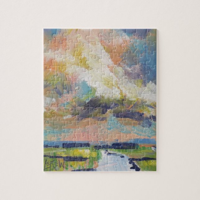 Wolken über Marsch-Gemälde / Künstler Larry Lerew (Vertikal)