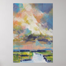 Wolken über Sumpf Gemälde / Künstler Larry Lerew
