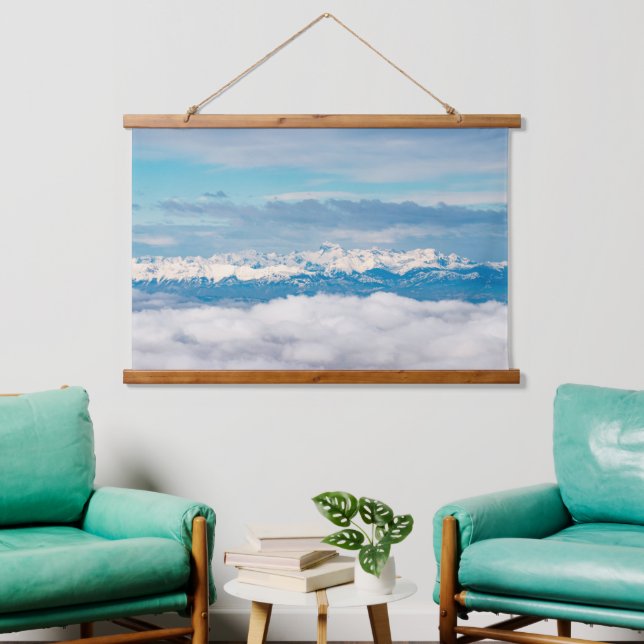 Wolken und Schneeberg Triglav Wandteppich Mit Holzrahmen (Wohnzimmer)