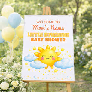 Wolken und Sterne Baby Shower Willkommensschild Poster