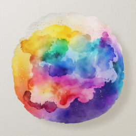 Wolken und Wasserfarbenfrohe Regenbogenkissen Rundes Kissen
