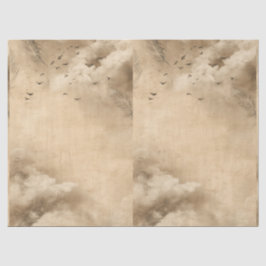 Wolken Vögel Federn Pastell Himmel Collage Seidenpapier