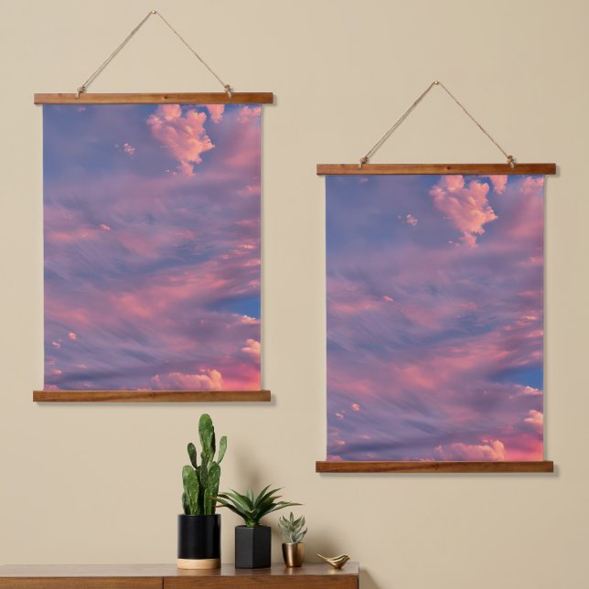 Wolken Wandteppich Mit Holzrahmen (Asymmetrisch)