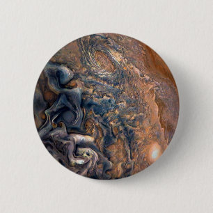 Wolken wirbeln des Planeten Jupiter Nah auf Button
