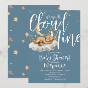 Wolkenbär-Junge-Sterne-Baby-Shower-Einladung Einladung