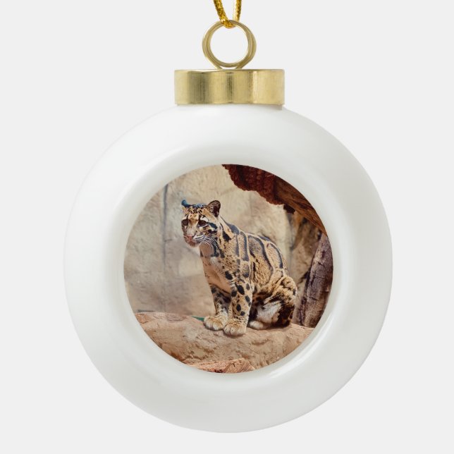 Wolkendecke Landschaftsbild exotische Tierwelt Keramik Kugel-Ornament (Vorderseite)