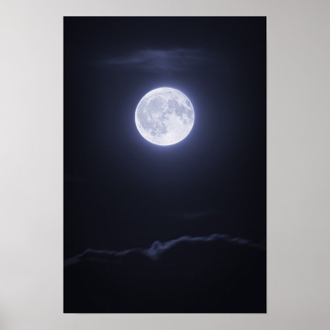 Wolkendecke Vollmond Poster (Vorne)