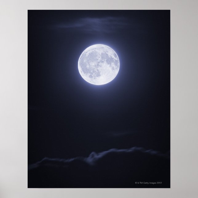 Wolkendecke Vollmond Poster (Vorne)