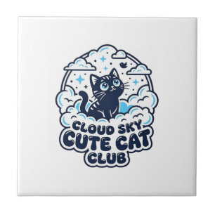 Wolkenhimmel Süße Katze Haustierliebhaber Shirt Ku Fliese