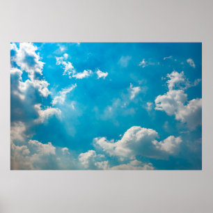 Wolkenkratzabstrakte und blaue Himmelsuntergrundba Poster
