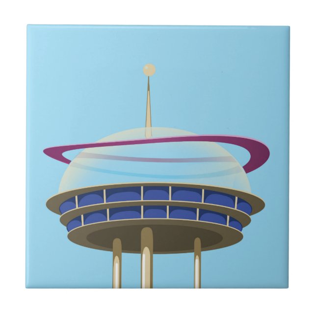 Wolkenkratzer der Retro-Science Fiction Fliese (Vorderseite)