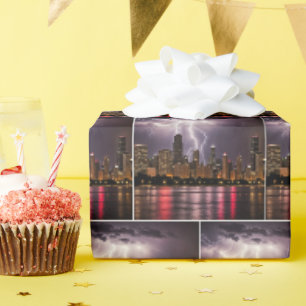 Wolkenkratzer in Chicago mit Blitzen Geschenkpapier