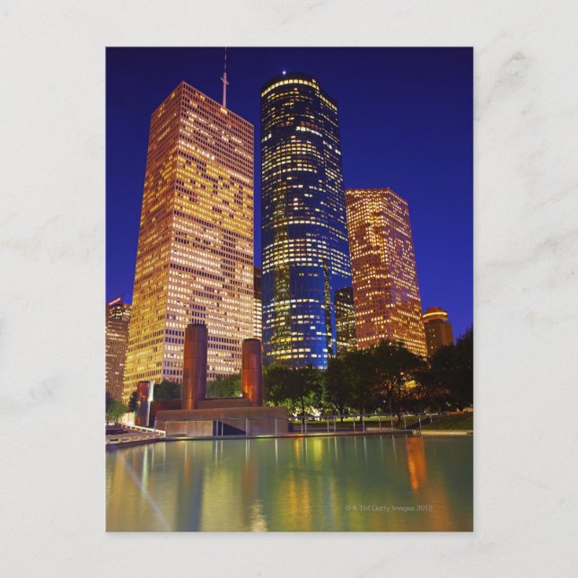 Wolkenkratzer in der Innenstadt von Houston spiege Postkarte (Vorderseite)