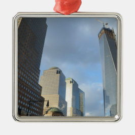 Wolkenkratzer in New York Silbernes Ornament