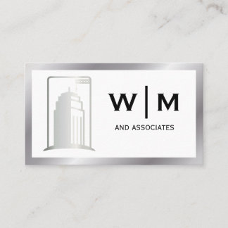 Wolkenkratzer-Logo | Metallgrenze | Monogramm Visitenkarte
