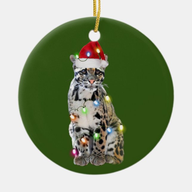 Wolkenkratzer mit Hut Lights Weihnachten Keramik Ornament (Vorne)
