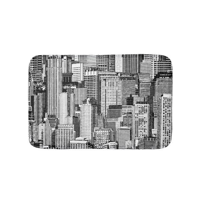 Wolkenkratzer Stadt Isometric Seamless Textur Badematte (Vorderseite)