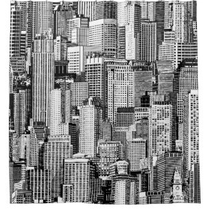 Wolkenkratzer Stadt Isometric Seamless Textur Duschvorhang